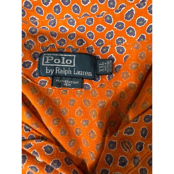 Men's Polo Ralph Lauren Featherweight Mesh Polo Shirt Orange Geometric XXL |P1 - Picture 5 of 5